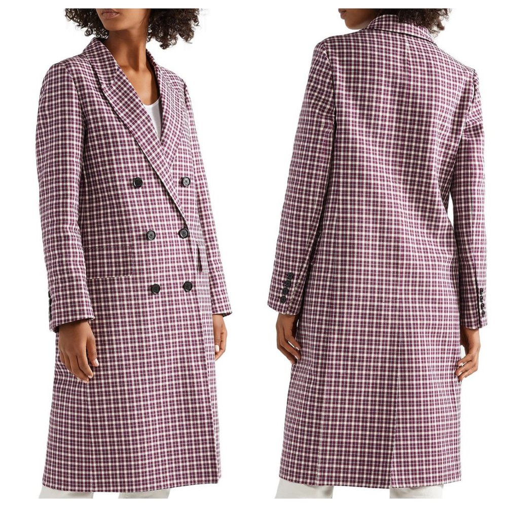 BURBERRY $3,490 NWT Authentic Double-Breasted White Purple Plaid Trench Coat 10 - Picture 8 of 16